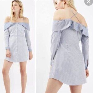 Topshop Bardot Stripe Shirt Dress US 12 NWT
